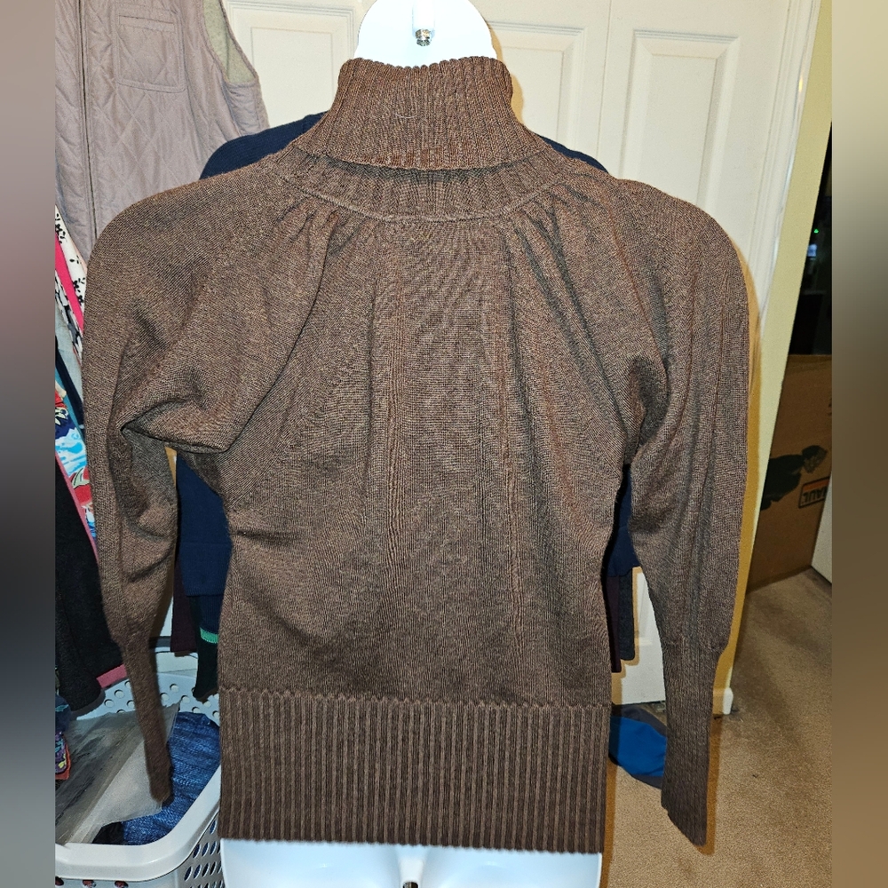 #358 KENA- Brown Turtleneck Sweater 100% Mernio Wool, Sz. XL - Picture 2 of 4